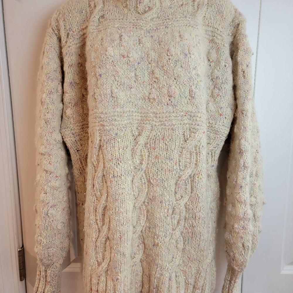 Hand Knitted Pastel Speckled Cozy Sweater XL - Picture 3 of 13